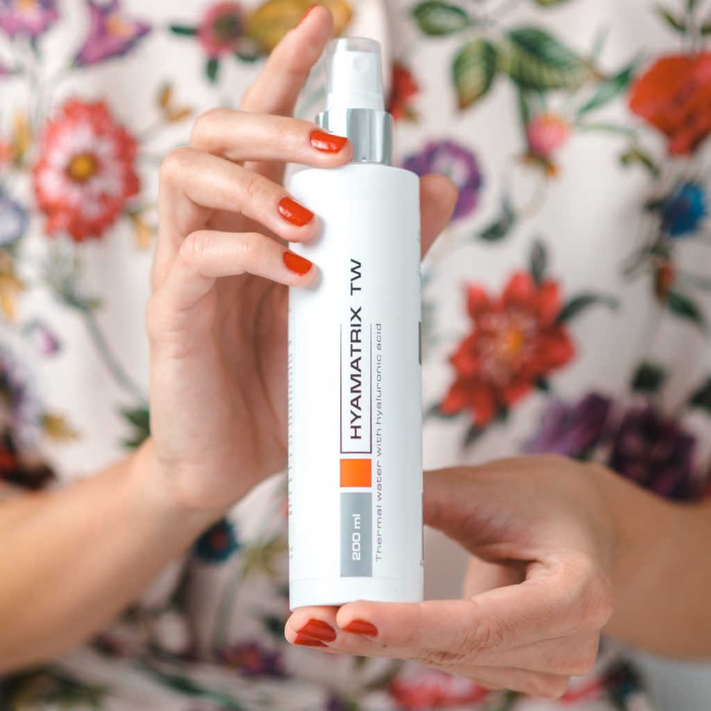 Resist the dehydrating effects of climate, travel, and day-to-day living with HYAMATRIX® Thermal Water with Hyaluronic Acid